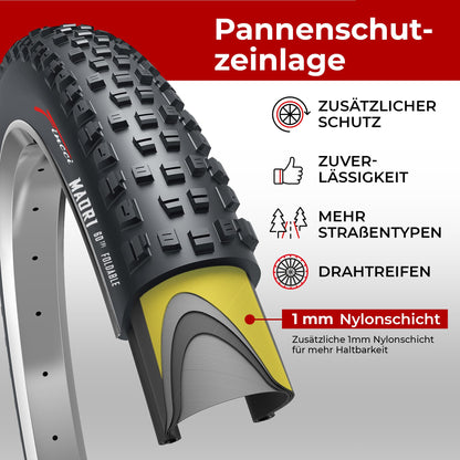 Fincci Fahrradreifen 29 Zoll 29x2.25, Paar mit 1 mm Pannenschutz