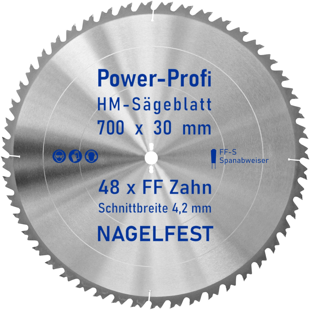 AZprof HM-Kreissägeblatt 700 x 30 mm, 48 Zähne, nagelfest FF-S mit Hartmetallzähnen und Spanabweiser