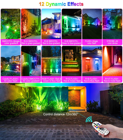 MEIKEE Solarstrahler RGB + Weiss, Gartenleuchte 4 Stück, IP66