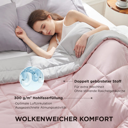 BEDSURE Bettdecke 135x200 cm Ganzjahresdecke, Pinkesque/Grau