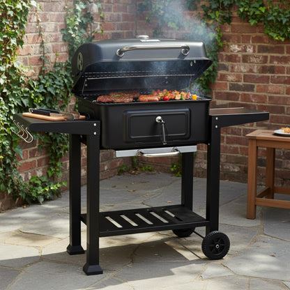 BBQ-Toro Holzkohlegrill Grillwagen BBQ15 mit Deckelthermometer