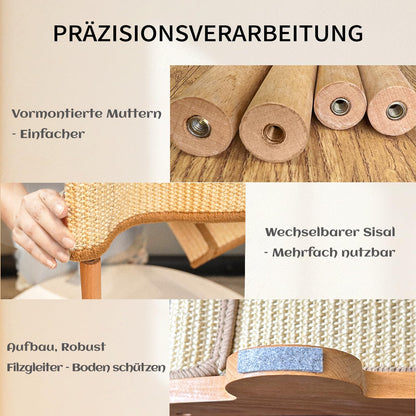 CheerPals Kratzbrett für Katzen aus Sisal und Buchenholz, 60x35x15 cm
