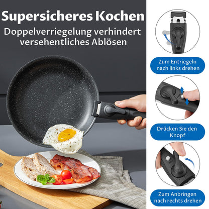 BEZIA Topf- und Pfannenset Induktion mit abnehmbaren Griffen – 10-tlg