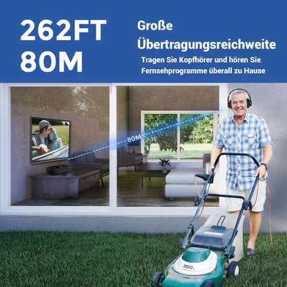ZUPVIY M98A Kabellose TV-Kopfhörer mit Ladestation, Schwarz