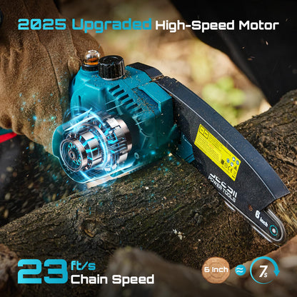 SEESII M6 Pro Mini Kettensäge mit Akku, 6 Zoll, 900 W Motor