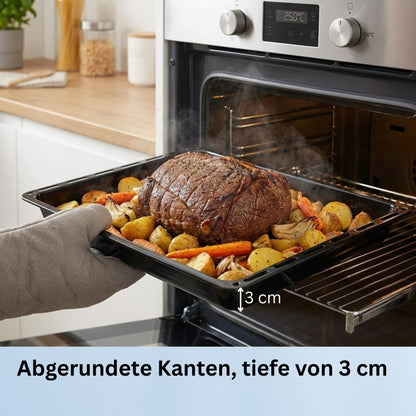 ICQN Backblech-Set emailliert 460 x 370 x 30 mm für Backofen & Herd
