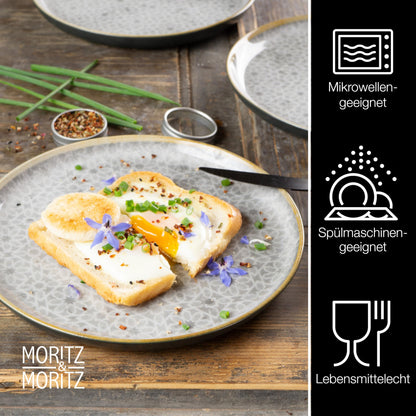 Moritz & Moritz TERRA 18-tlg Geschirrset grau Porzellan