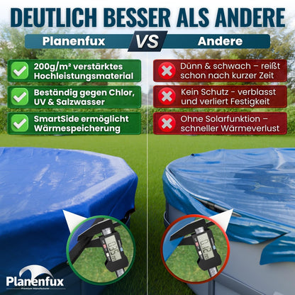 Planenfux® Poolabdeckung rund Ø 450 cm - 2-in-1 Solarplane