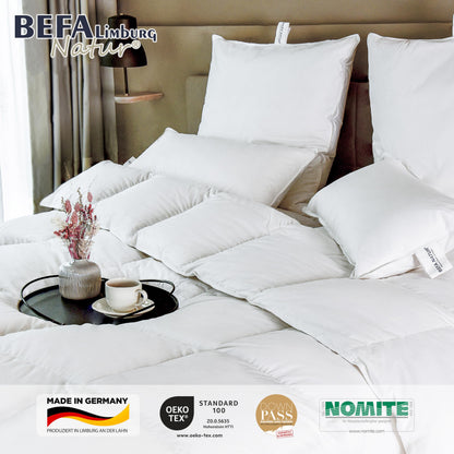BEFA NATUR Daunenkissen 3-Kammer 80x80 cm - 90% Daunen