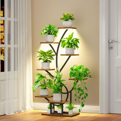 BACEKOLL Pflanzenregal mit Wachstumslicht, 8 Ebenen, 126 cm, Schwarz