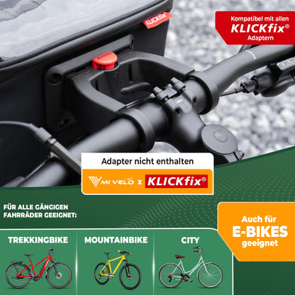 MIVELO Lenkertasche Fahrrad, KLICKfix-kompatibel, 7 l, schwarz