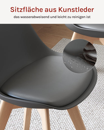 WOLTU Esszimmerstühle 4er Set – Kunstleder Skandi Grau