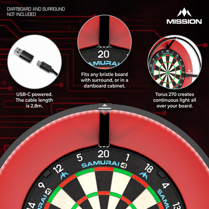 Mission Darts Torus 120 LED Dartscheiben-Beleuchtung USB-C schwarz