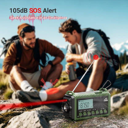 Mesqool Kurbelradio AM/FM/SW, Notfallradio mit Powerbank & SOS-Alarm