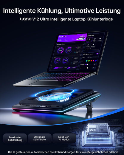 llano V12 Ultra Laptop Kühlpad RGB Kühler für 15,6–19 Zoll Laptops