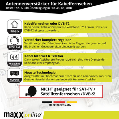 maxx.onLine Hausanschluss-Antennenverstärker Kabelfernsehen 33 dB