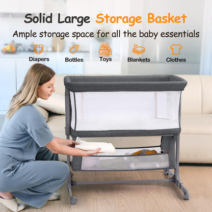 Growaystory Beistellbett Bassinet Baby Zustellbett – Dunkelgrau