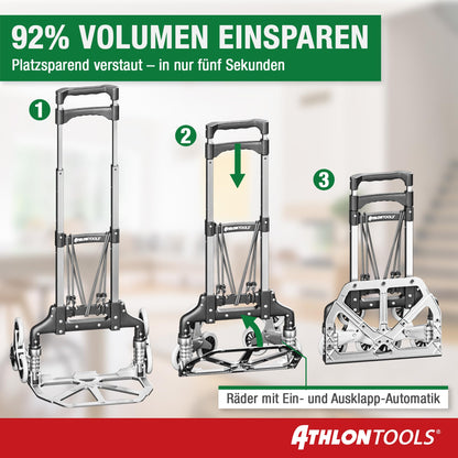 ATHLON TOOLS Treppen-Sackkarre, klappbar, Aluminium, 70 kg Tragkraft