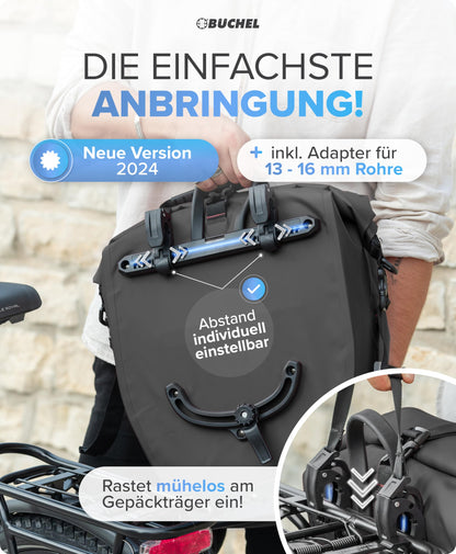 Büchel Fahrradtasche für Gepäckträger, 2er Set, 25.4 L, wasserdicht