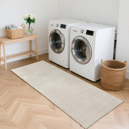Enyhom Teppichläufer 80x300 cm, waschbar und rutschfest, beige
