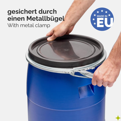 Garronda Weithalsfass 120 Liter HDPE Deckelfass blau GD-0078