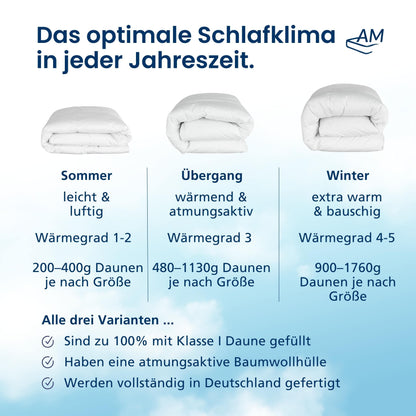 DormiGood Daunendecke Winter - 135x200, Kuschelig Warm