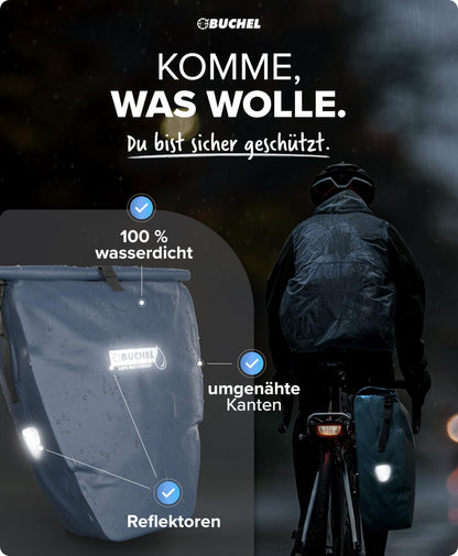 Büchel Gepäckträgertasche 2er Set 25,4 l wasserdicht mit Tragegriff