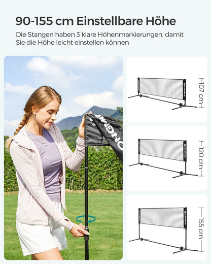 SONGMICS Badminton-Netz 4 m, höhenverstellbar, schwarz SYQ400H