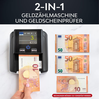 Zenacasa Geldscheinprüfer AL-130 – Geldprüfgerät mit UV, MG und IR