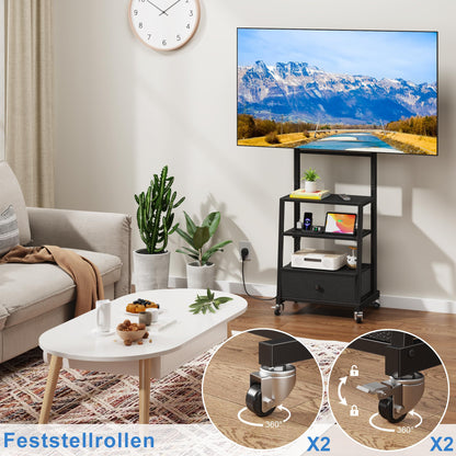 RollStand TV Ständer TV Rollwagen – Schwarz 32-75 Zoll