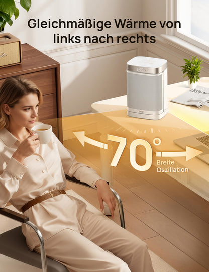 Dreo Heizlüfter DR-HSH004, 1500 W PTC-Keramik mit Thermostat, weiss