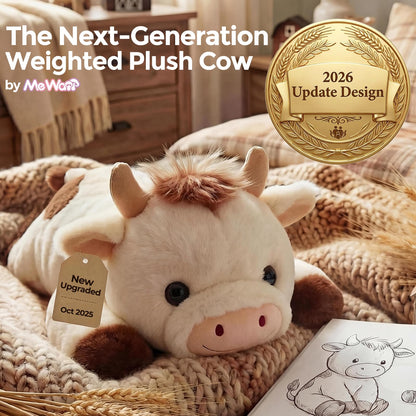 Mewaii Gewichtetes Kuh Plüschtier mit Wärmekissen, 2,3 kg, 58 cm