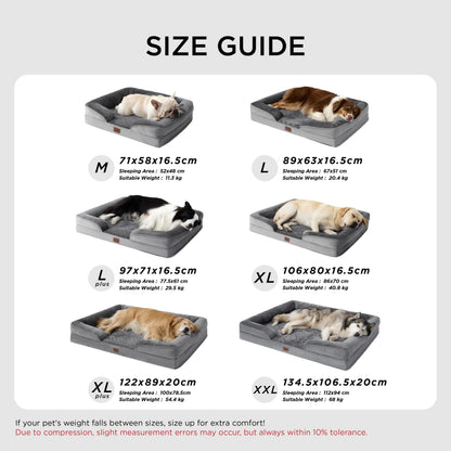 BEDSURE orthopädisches Hundebett Hundesofa 122x89 cm, grau