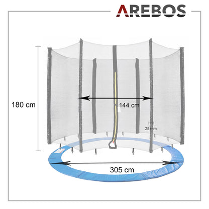 Arebos Trampolin Randabdeckung mit Netz 305 cm für 6 Stangen