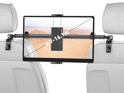 TRYONE Tablet Halterung Auto Kopfstützenhalter 4,7–12,9 Zoll mit Teleskopstange aus Aluminium und 2 Haken