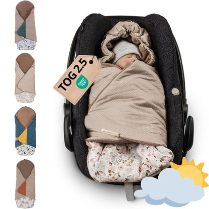 ULLENBOOM Einschlagdecke Babyschale Babydecke - Rosa Blüten, rosa Decke mit floralem Muster, ideal zum Umhüllen von Babys in der Babyschale.