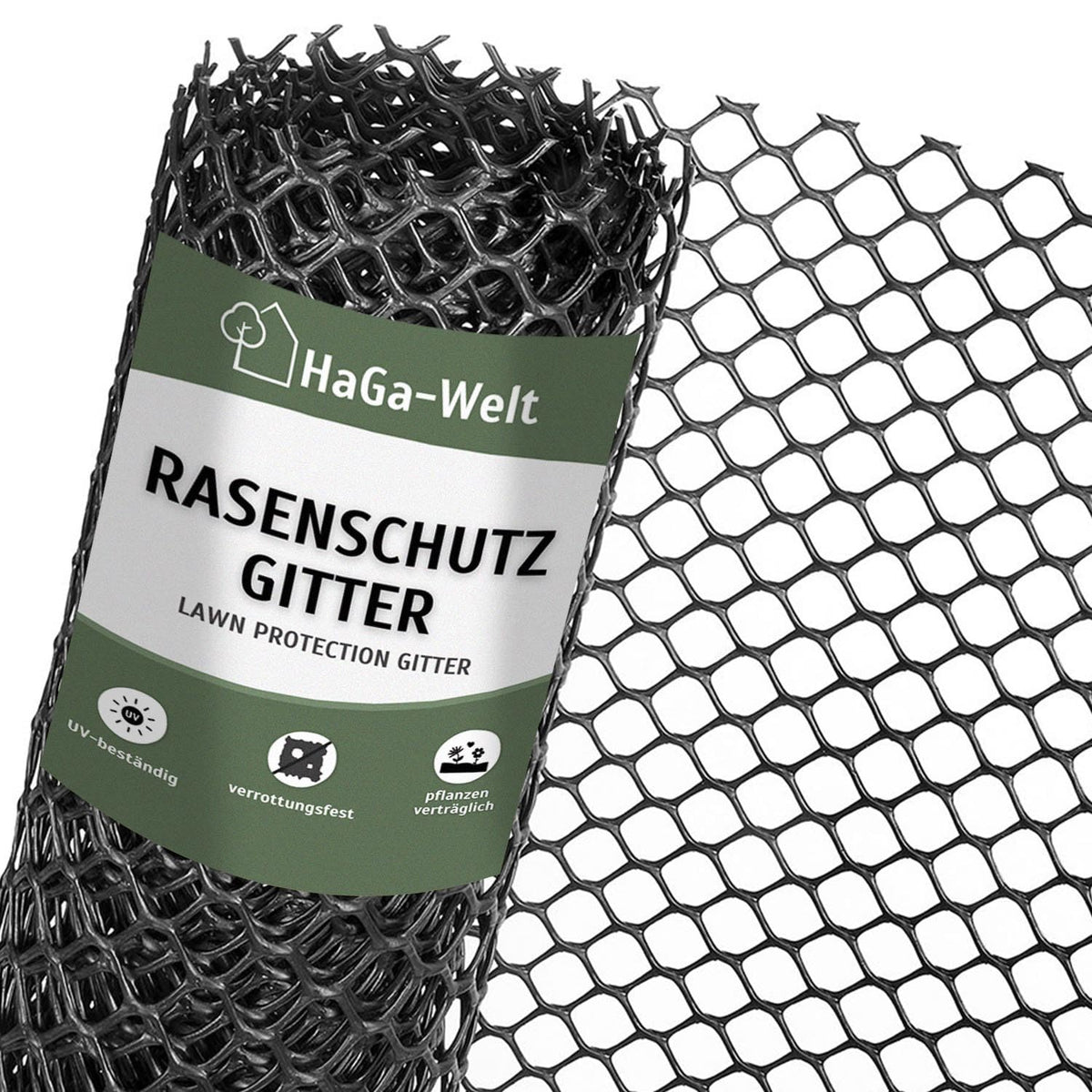HaGa Rasenschutzgitter RK3 aus Kunststoff, 1,3 x 5 m, befahrbar, Maschenweite 30 x 30 mm