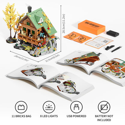 FUNWHOLE Mountain Cabin Klemmbaustein-Set – 2255 Teile LED