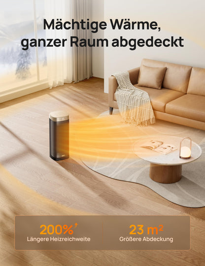 DREO Heizlüfter Solaris Slim H2, 2000W Keramik, Thermostat, Gold