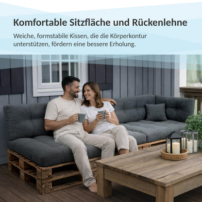 POKAR Palettenkissen 2er Set Sitzkissen 120x80 + Rückenkissen, Grün