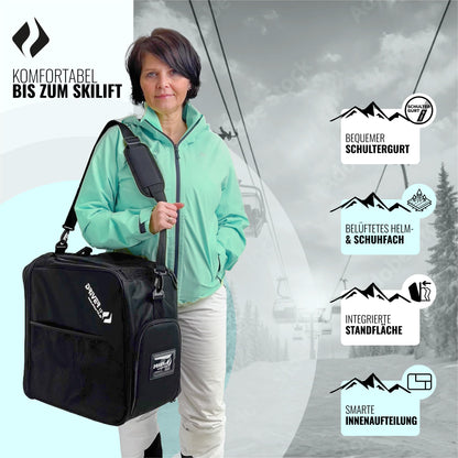 Driver13 Skistiefeltasche Bootbag mit Helmfach für Skischuhe, schwarz