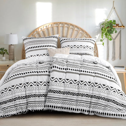 RUIKASI Bettwäsche Baumwolle 4teilig 135x200 cm Grau Boho