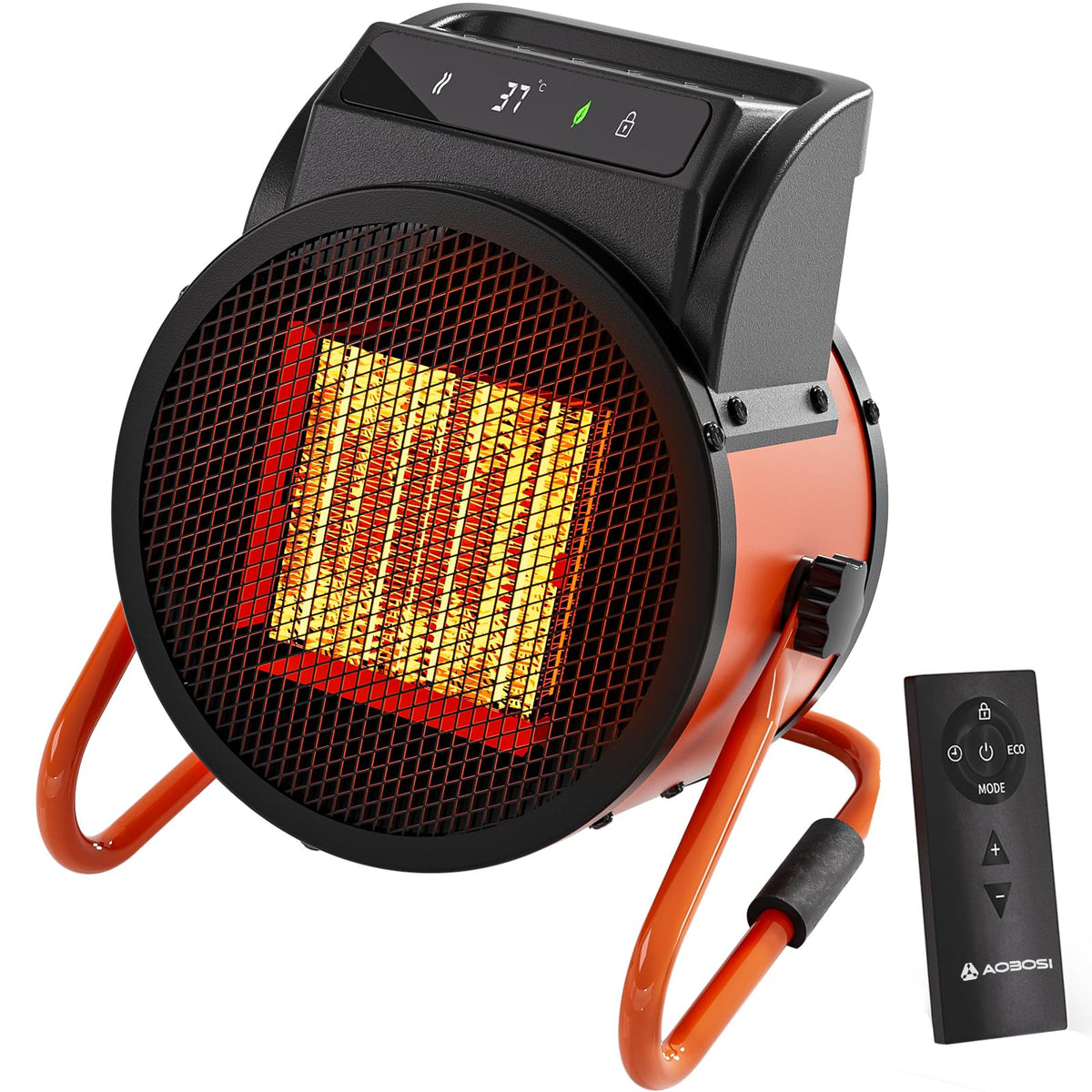 AAOBOSI Keramik Heizlüfter mit Fernbedienung und 24h-Timer, Digitaldisplay, flaches Design