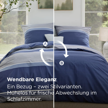 BEDSURE Wendebettwäsche 135x200 cm 4-teilig, Baumwolle Blau