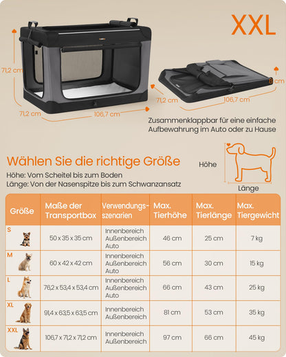 Feandrea Hundebox faltbar, Transportbox für grosse Hunde, 106,7 cm