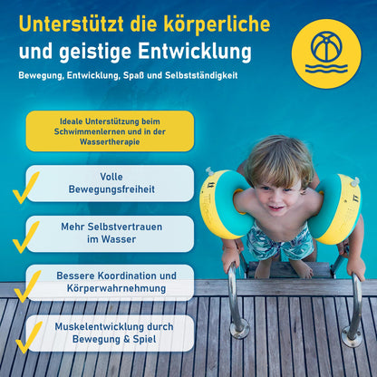 Kraulquappen Schwimmflügel für Babys und Kleinkinder, Gelb-Grün