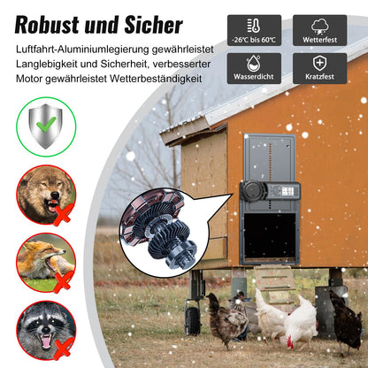 CHAMUTY Automatische Hühnerklappe Aluminium mit Timer und Display