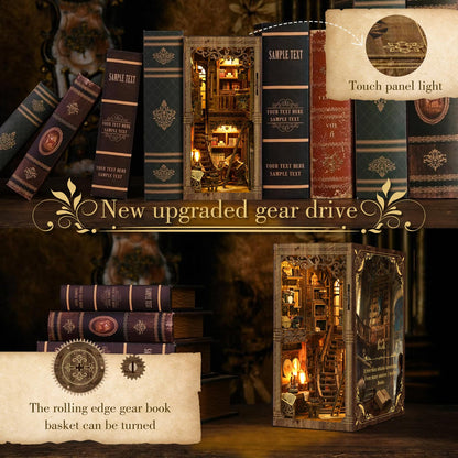 Cuiwos Book Nook Bausatz Klassische Edition mit LED-Beleuchtung