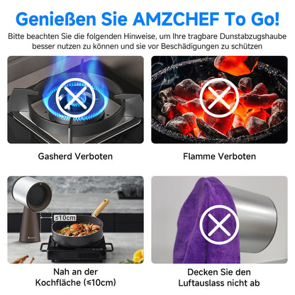 AMZCHEF Mobile Dunstabzugshaube AH003-SG, tragbar, 3 Stufen, Braun