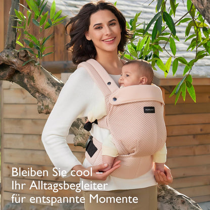 Momcozy Babytrage Air Mesh, ergonomisch mit X-Rücken, rosa